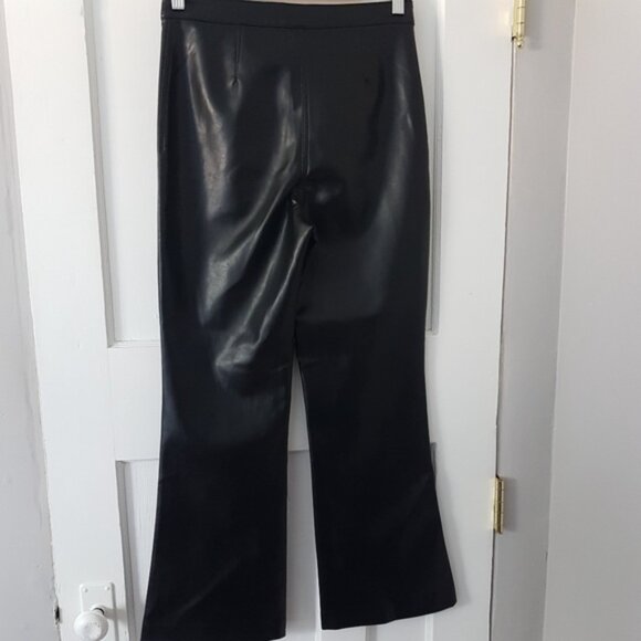 Aritzia Wilfred Adele Vegan Faux Leather Ankle Flare Pant Black Sz 4 - Picture 8 of 13